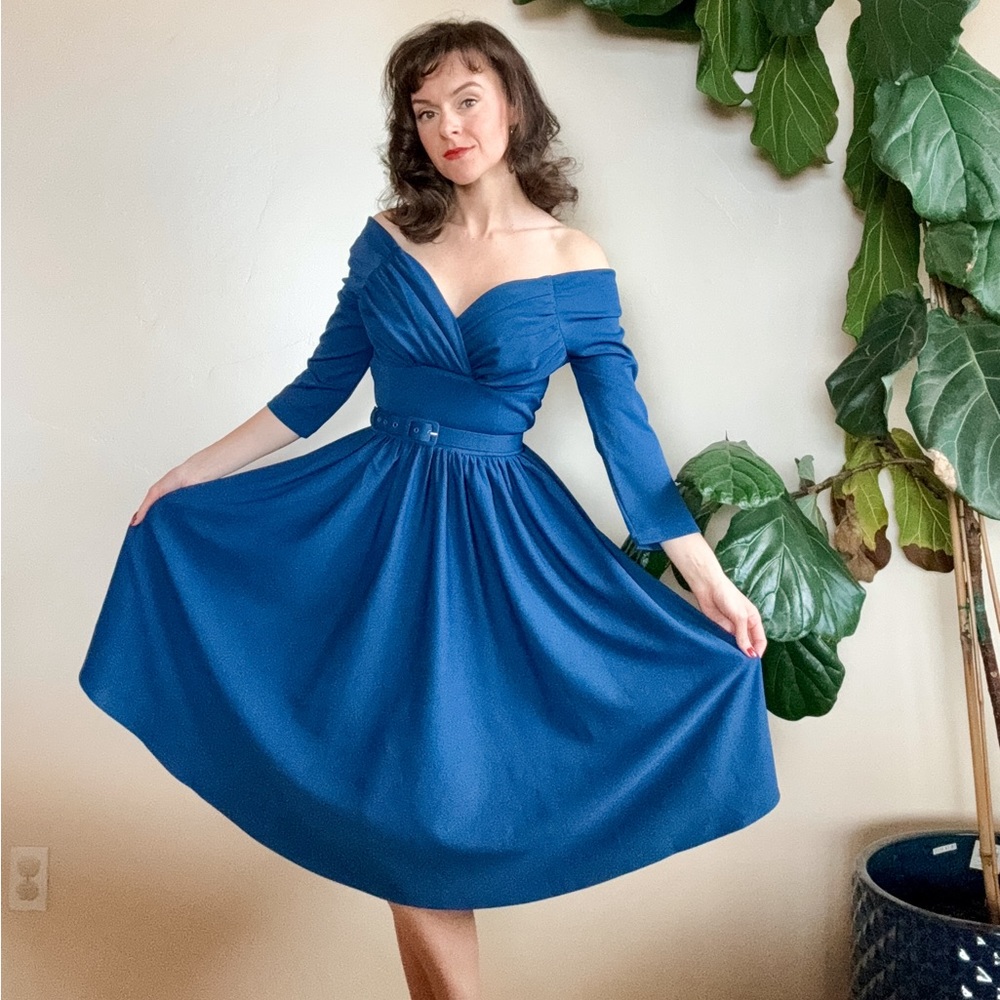 Vixen by Micheline Pitt Starlet Swing Dress in Storm Blue Size Small